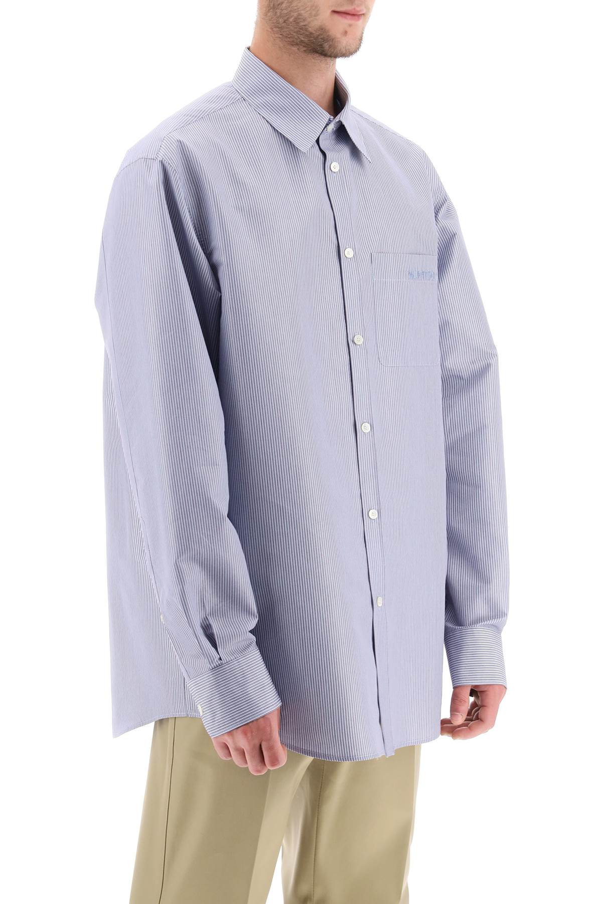 Shop Valentino Garavani Technical Cotton Shirt With Striped Motif Men In Multicolor