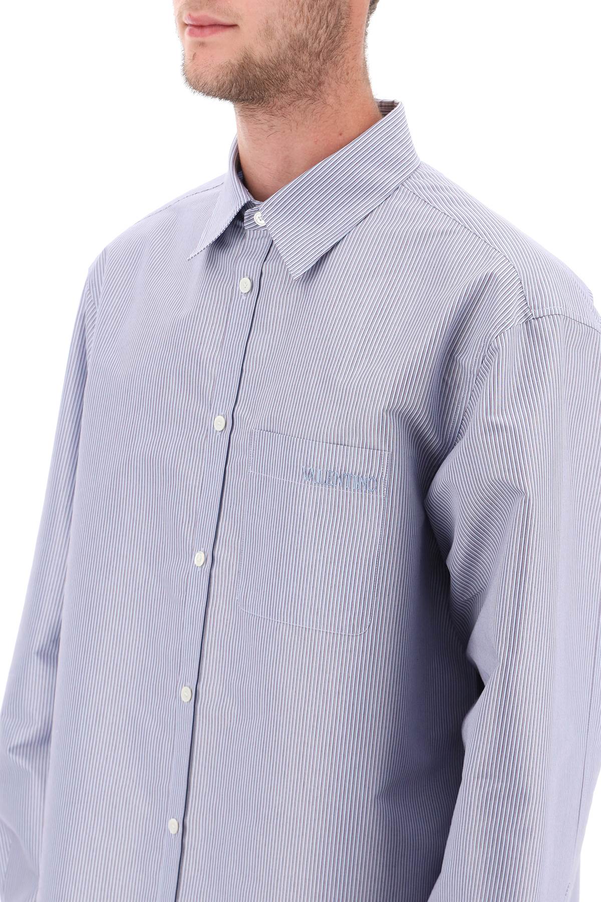 Shop Valentino Garavani Technical Cotton Shirt With Striped Motif Men In Multicolor