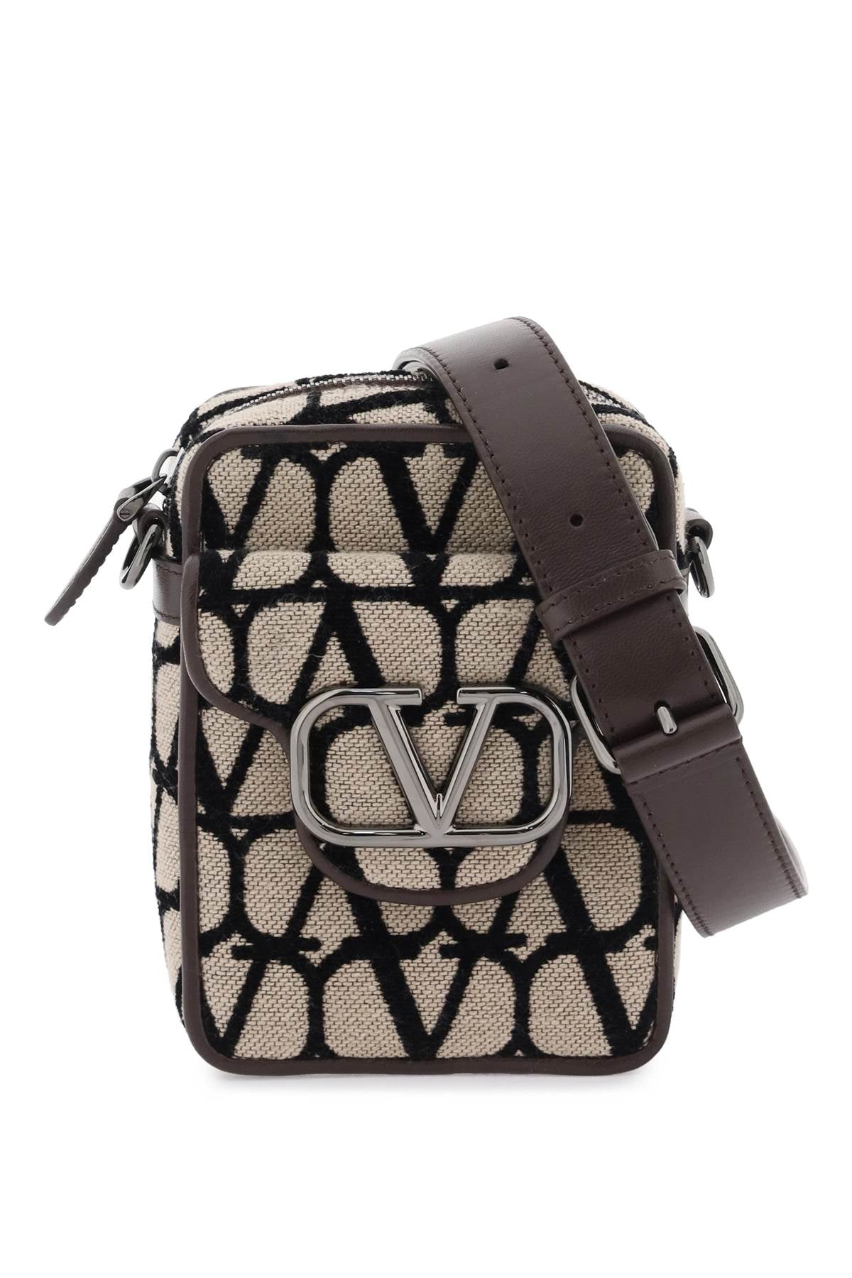 Shop Valentino Garavani Mini Locò Toile Iconographe Crossbody Bag Men In Multicolor