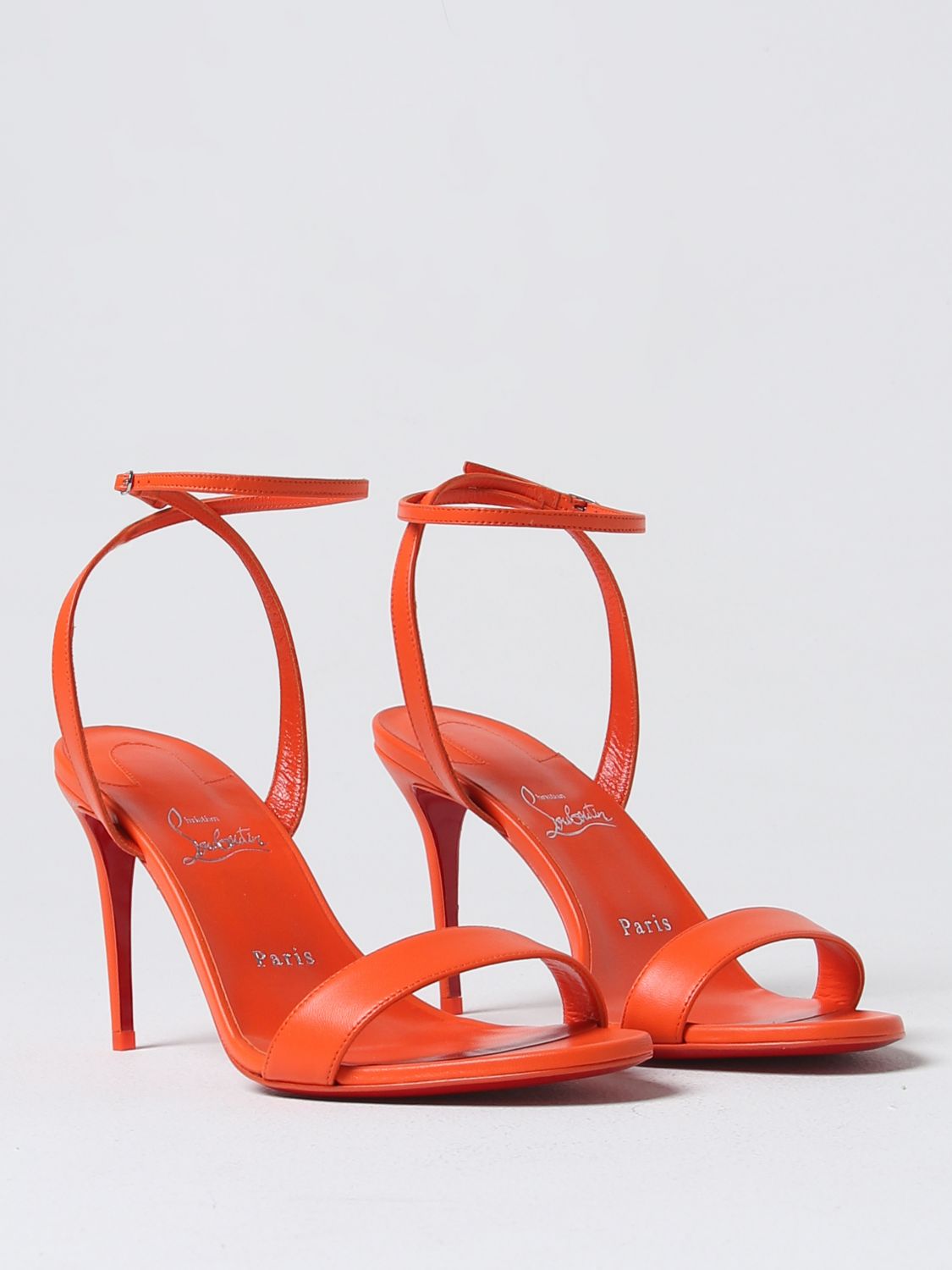 Shop Christian Louboutin Heeled Sandals Woman Tangerine Woman In Multicolor