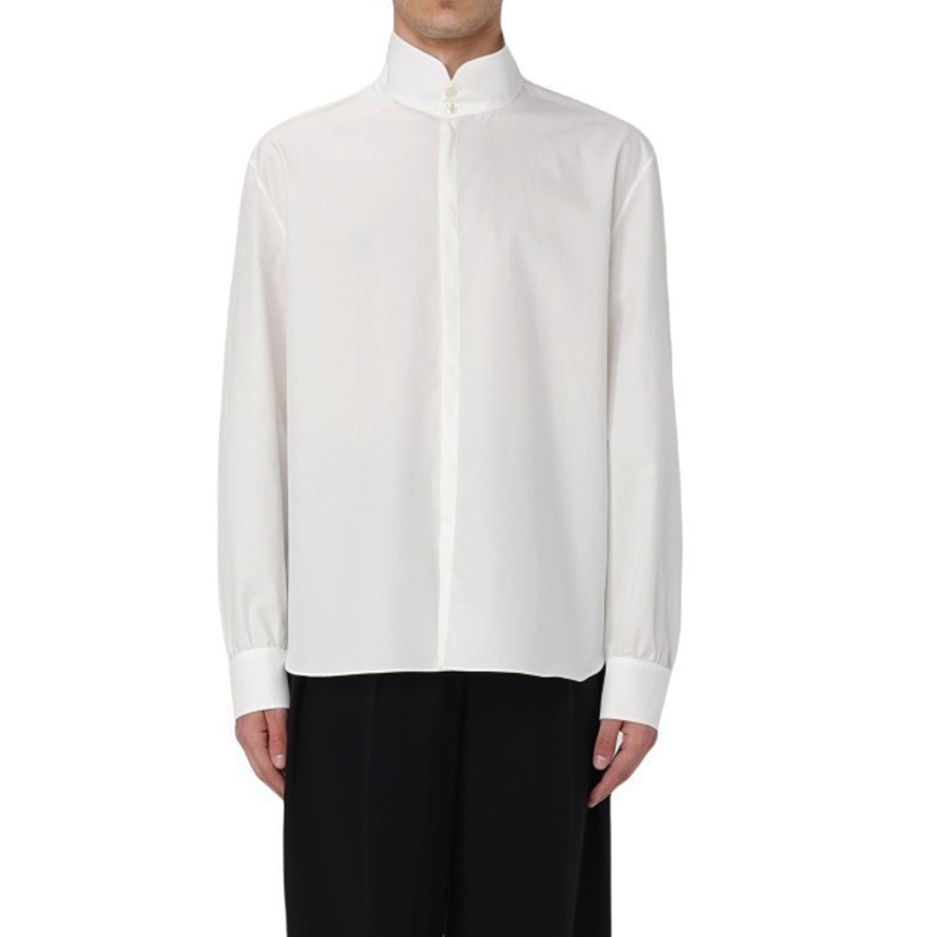 Saint Laurent Classic-collar Cotton Shirt In White