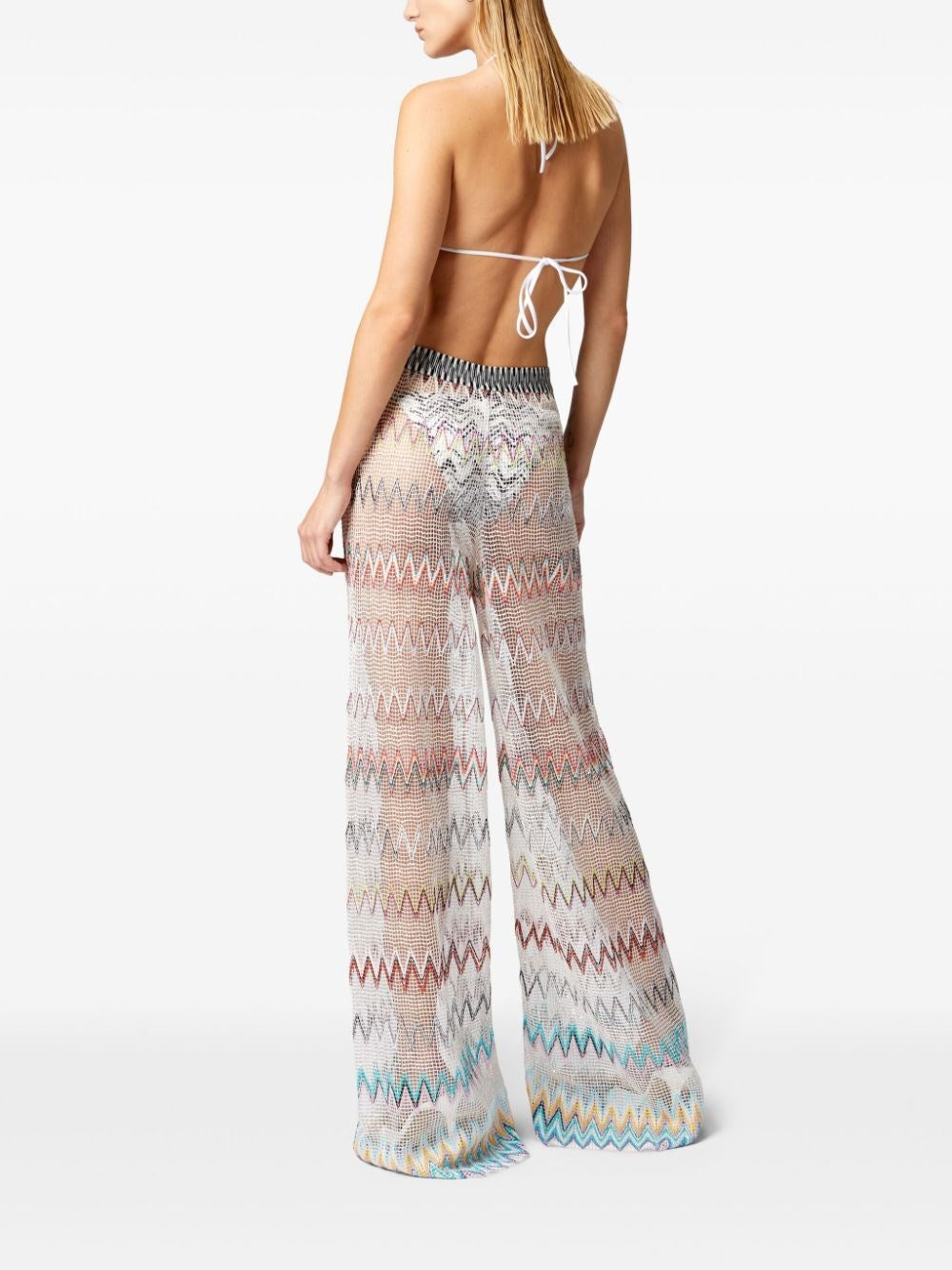 Missoni Zig Zag Mesh Cover-up Trousers With Sequins In Multi