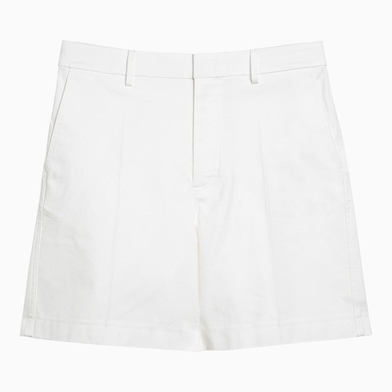 Shop Valentino Ivory Cotton Bermuda Shorts Men In White