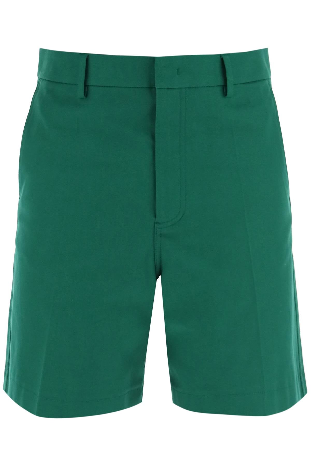 Shop Valentino Garavani "canvas Bermuda Shorts With V Detail" Men In Multicolor