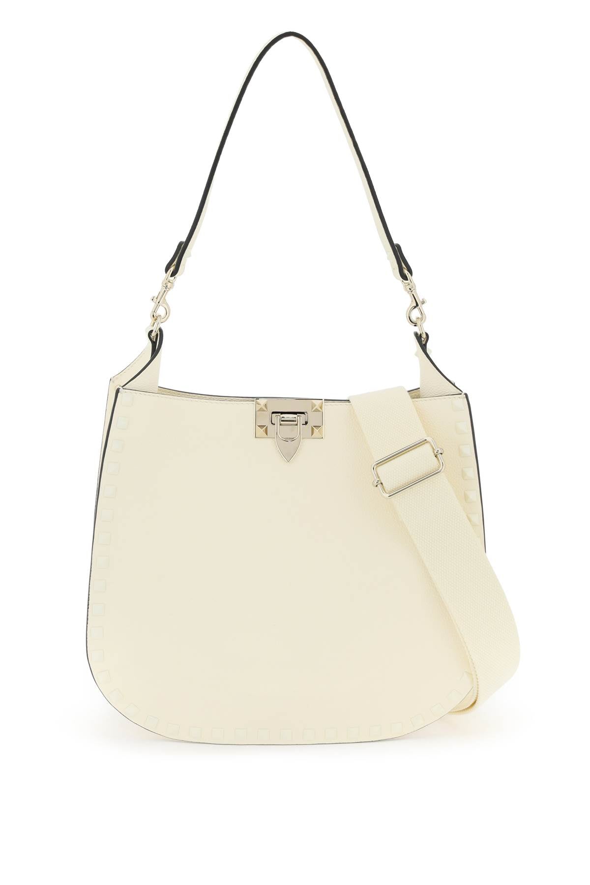 Shop Valentino Garavani Rockstud Hobo Bag Women In Cream