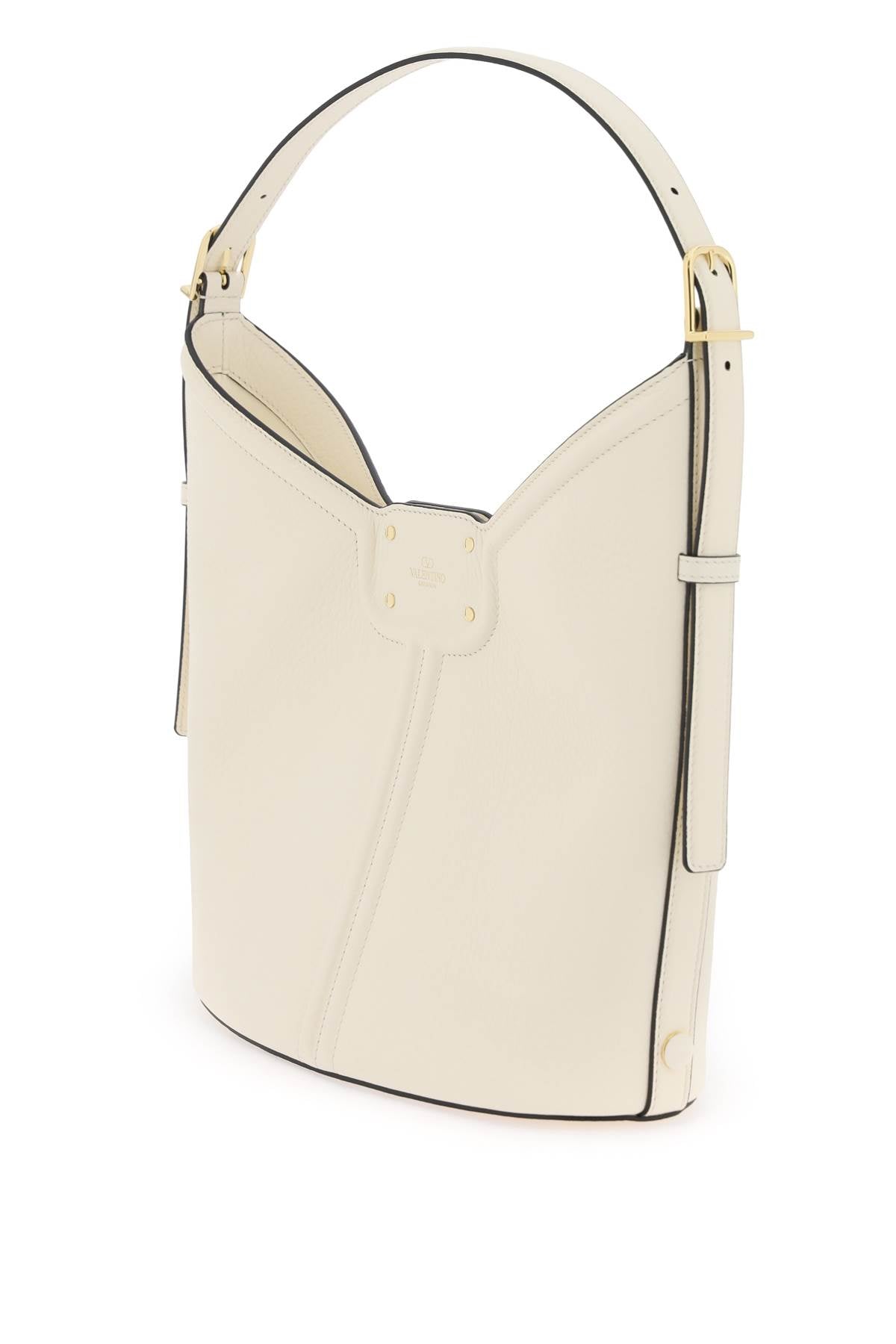 Shop Valentino Garavani Vlogo Leather Hobo Bag Women In Cream