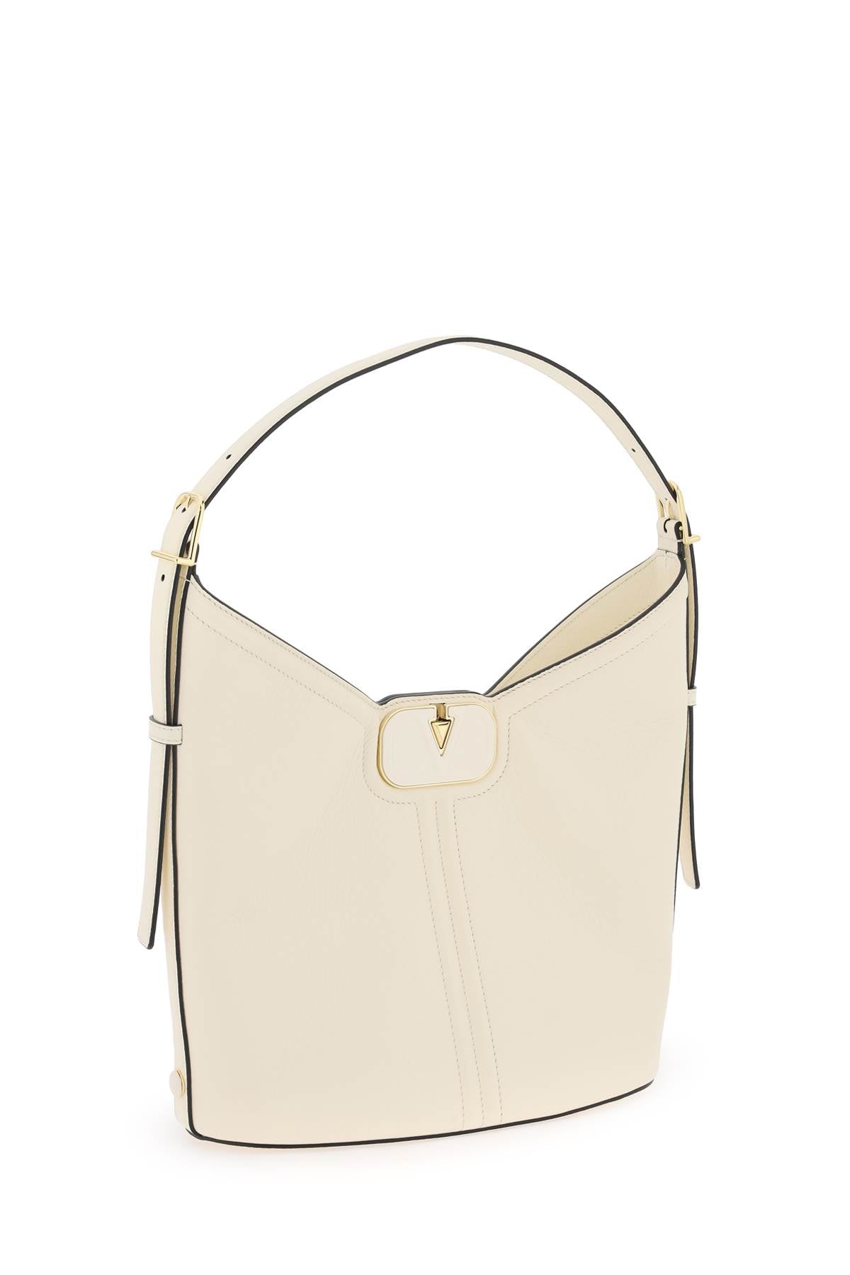 Shop Valentino Garavani Vlogo Leather Hobo Bag Women In Cream