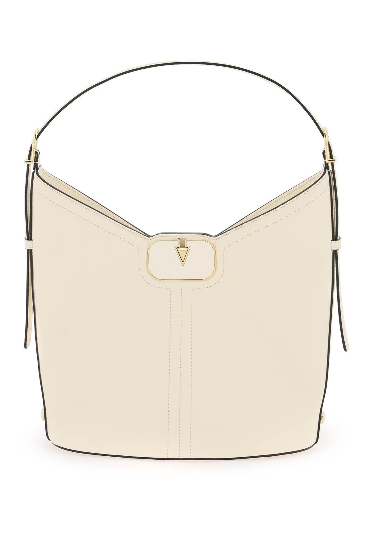 Shop Valentino Garavani Vlogo Leather Hobo Bag Women In Cream