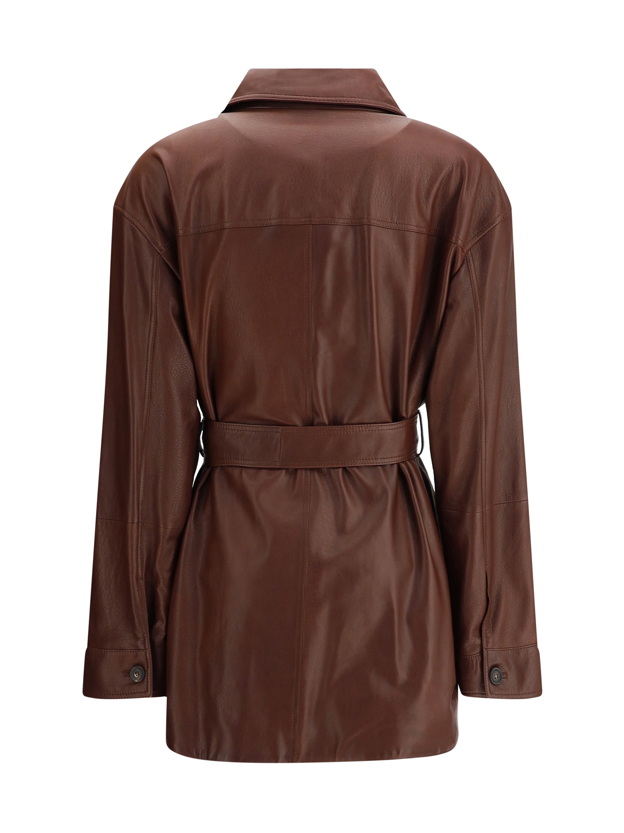 Brunello Cucinelli Long Sleeve Leather Jacket