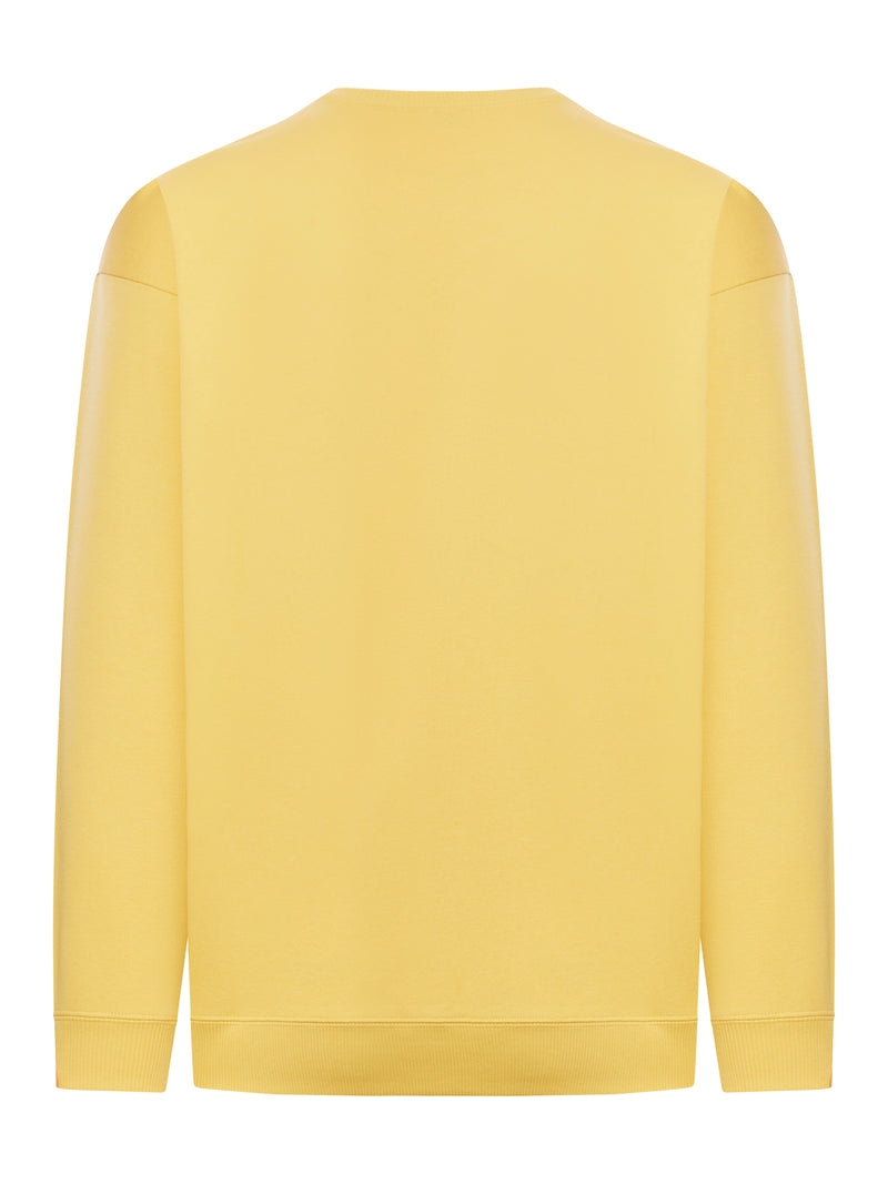 Shop Saint Laurent Men Logo-print Cotton Sweatshirt In Yellow