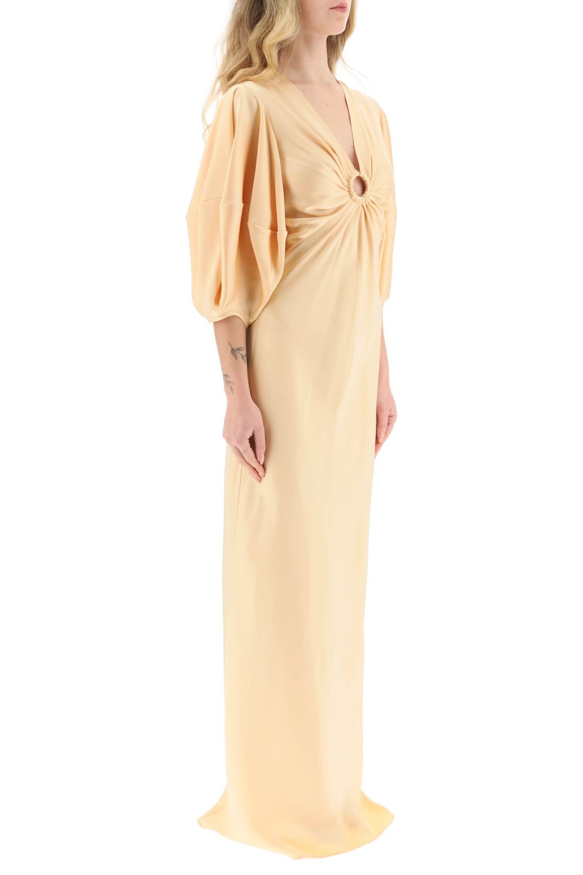 Shop Stella Mccartney Satin Maxi Dress With Cut-out Ring Detail Women In Multicolor
