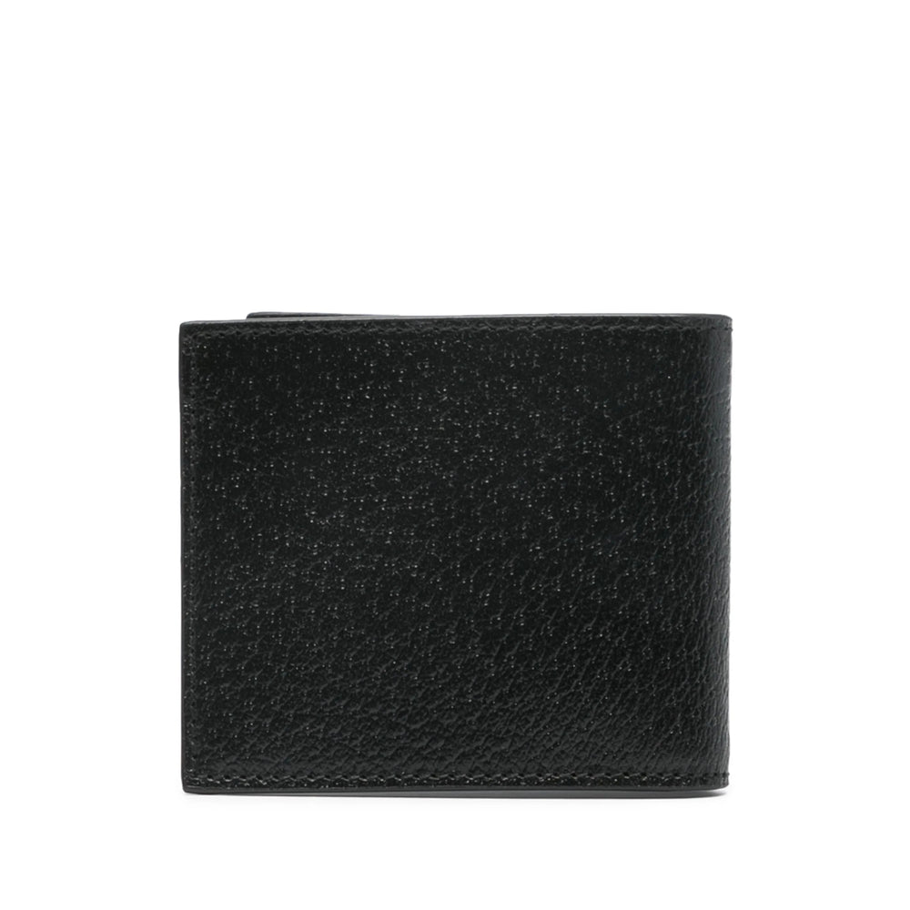 Gucci Black Bi-fold Wallet With Gg Marmont Logo In Hammered Leather Man In Black