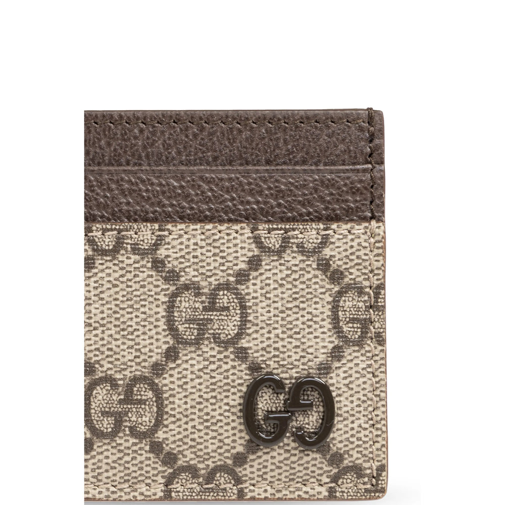 Gucci Men Gg Supreme Fabric And Leather Card Holder In Multi