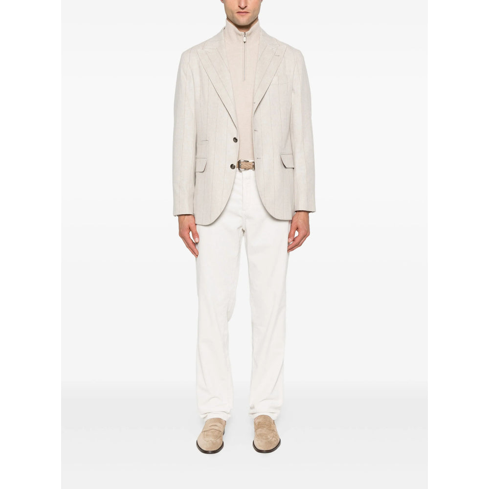 Brunello Cucinelli Pinstripe Blazer In White