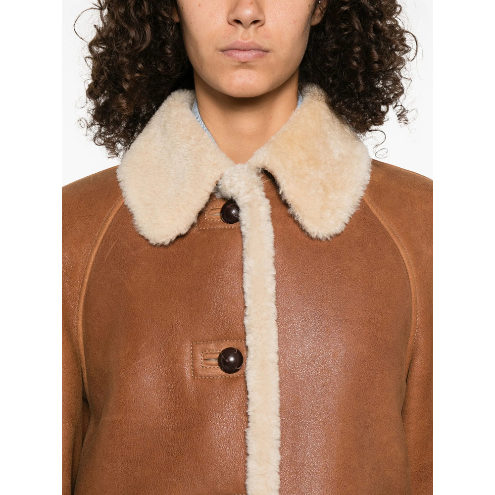 Isabel Marant Shearling-trim Coat In Brown