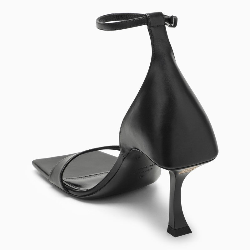 Shop Balenciaga Hourglass 100 Black Leather Sandal Women