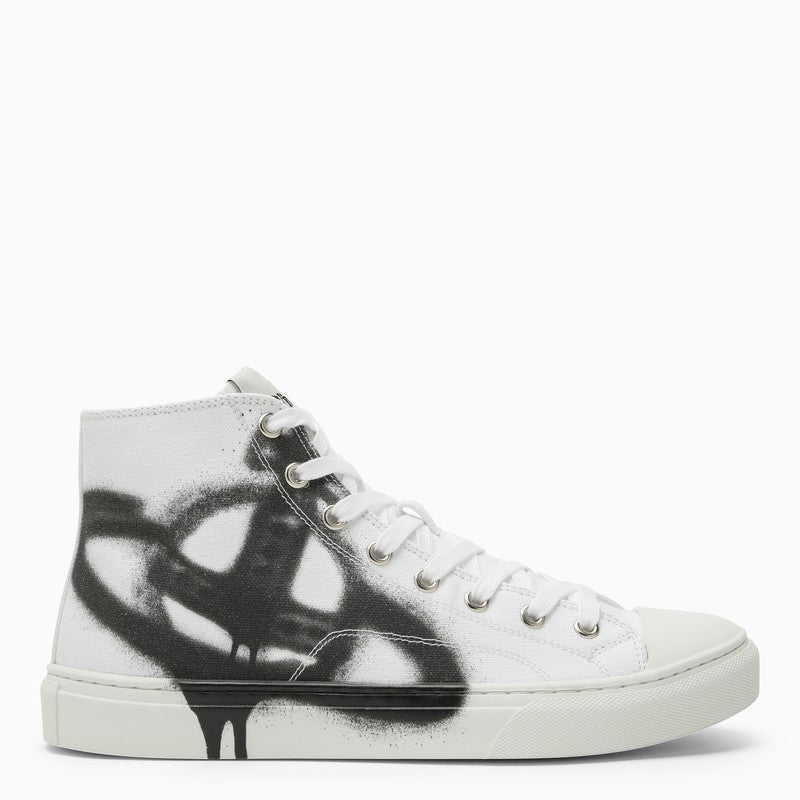 Shop Vivienne Westwood Black/white Cotton Canvas Trainer Women