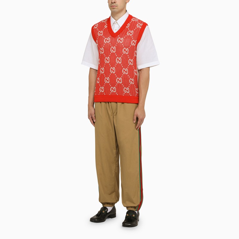 GG Cotton Jacquard Sweater Vest in Red - Gucci