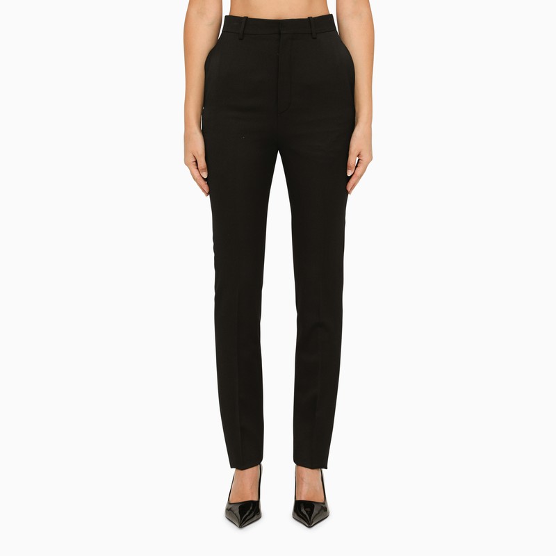 Saint Laurent Regular Black Wool Trousers Women