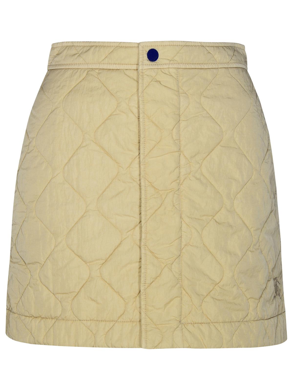 Burberry Beige Nylon Miniskirt Woman In Cream