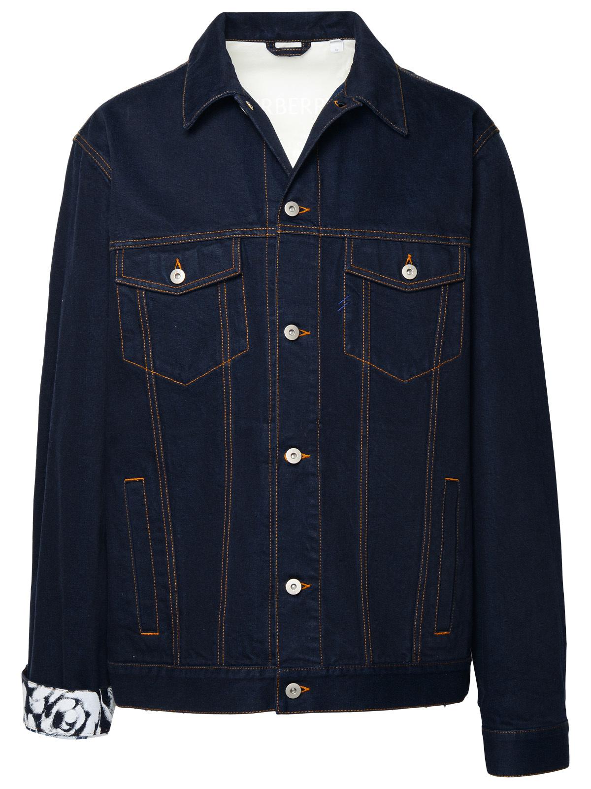 Burberry Indigo Blue Cotton Jacket Man