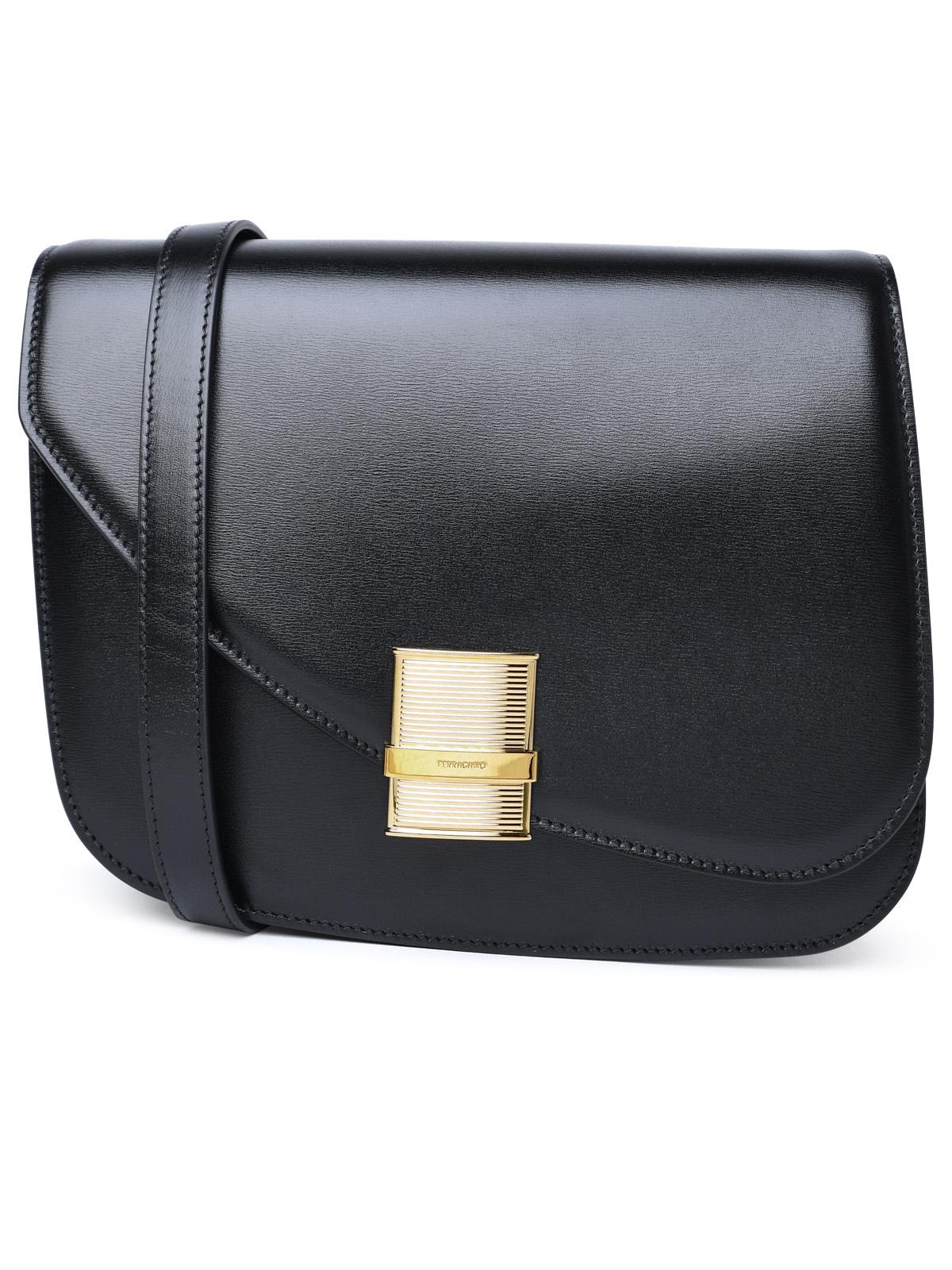 Shop Ferragamo Salvatore  Black Pomellato Calf Leather Bag Woman