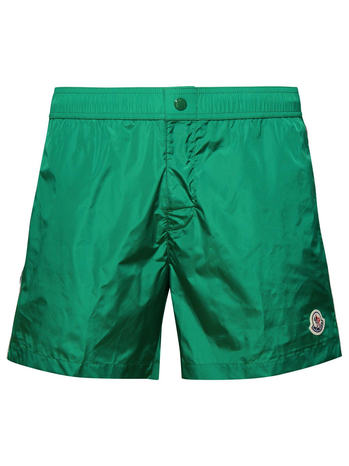Shop Moncler Green Polyamide Swimsuit Man