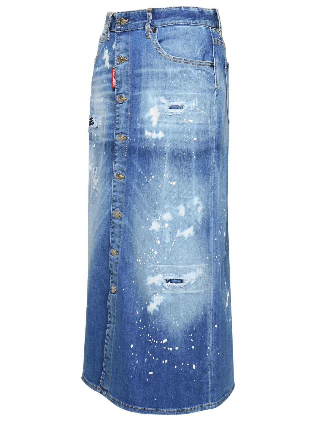 Shop Dsquared2 Blue Cotton Blend Skirt Woman
