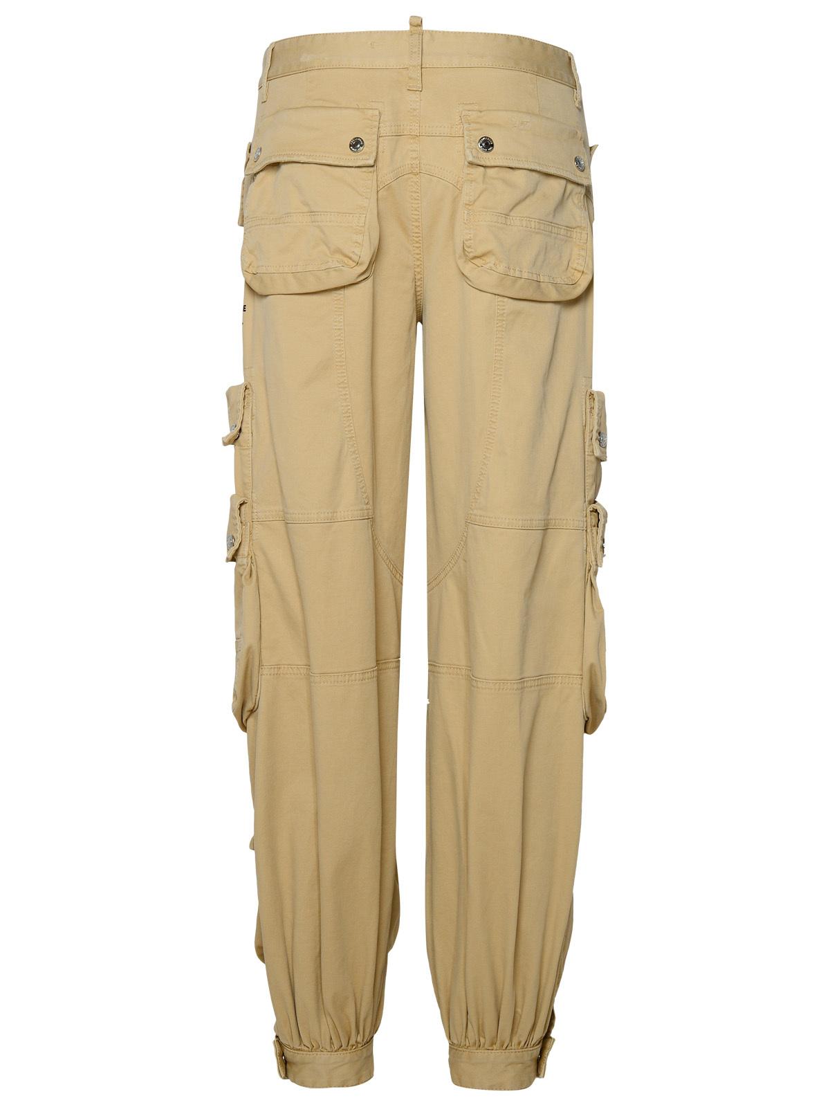 Shop Dsquared2 Beige Cotton Cargo Pants Woman In Cream