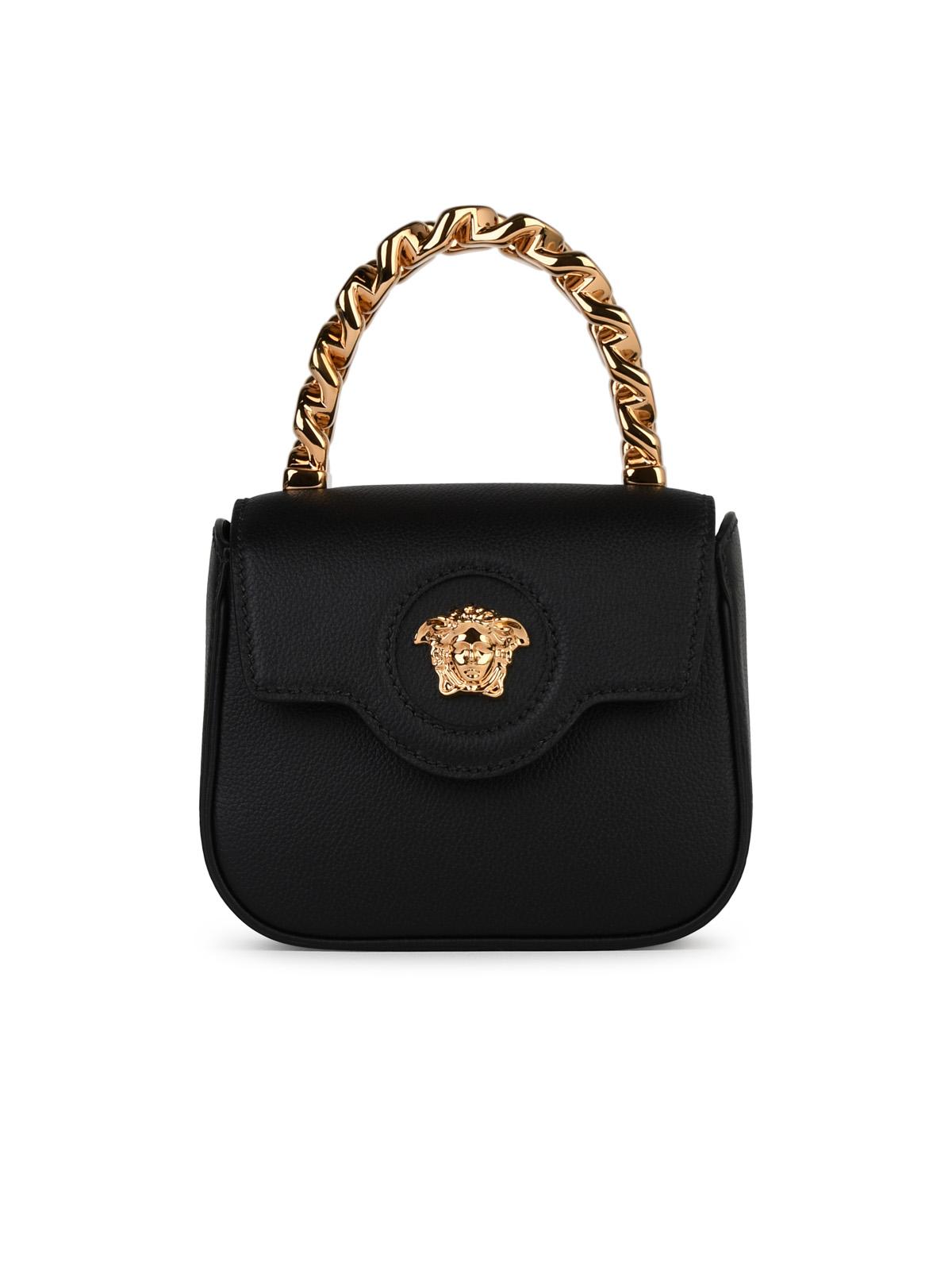 Shop Versace 'la Medusa' Black Leather Mini Bag Woman