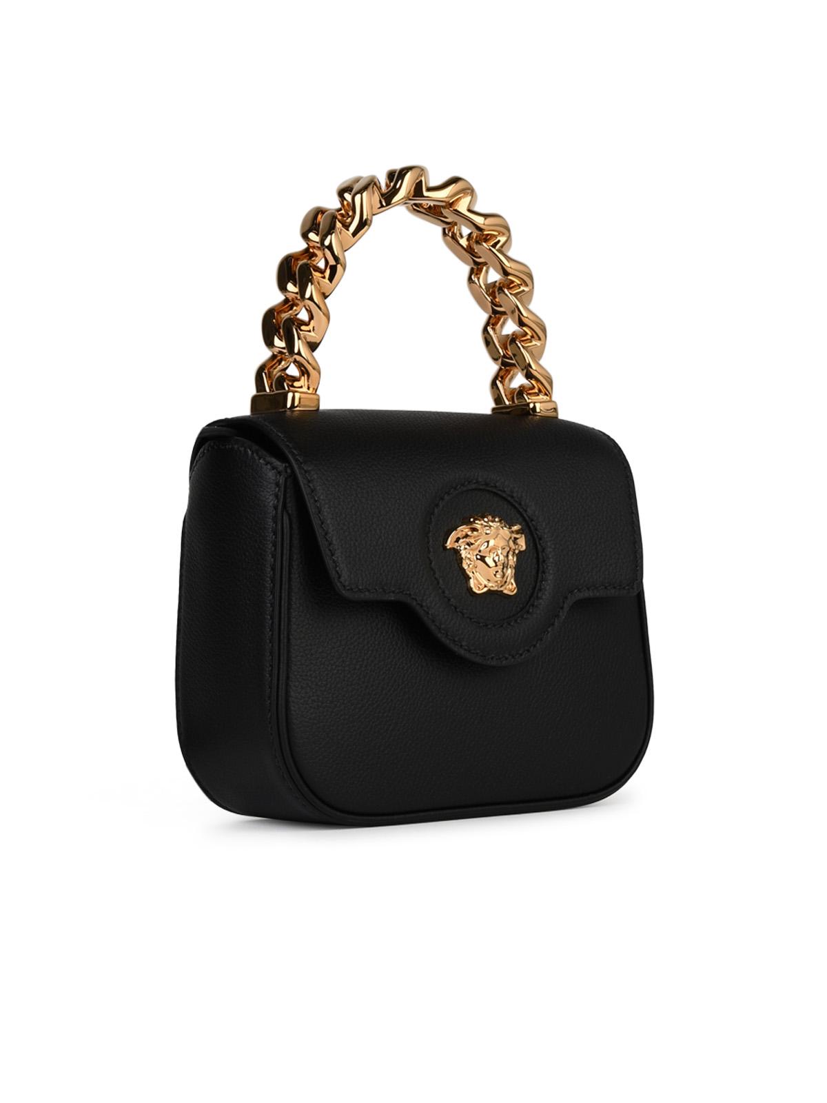 Shop Versace 'la Medusa' Black Leather Mini Bag Woman