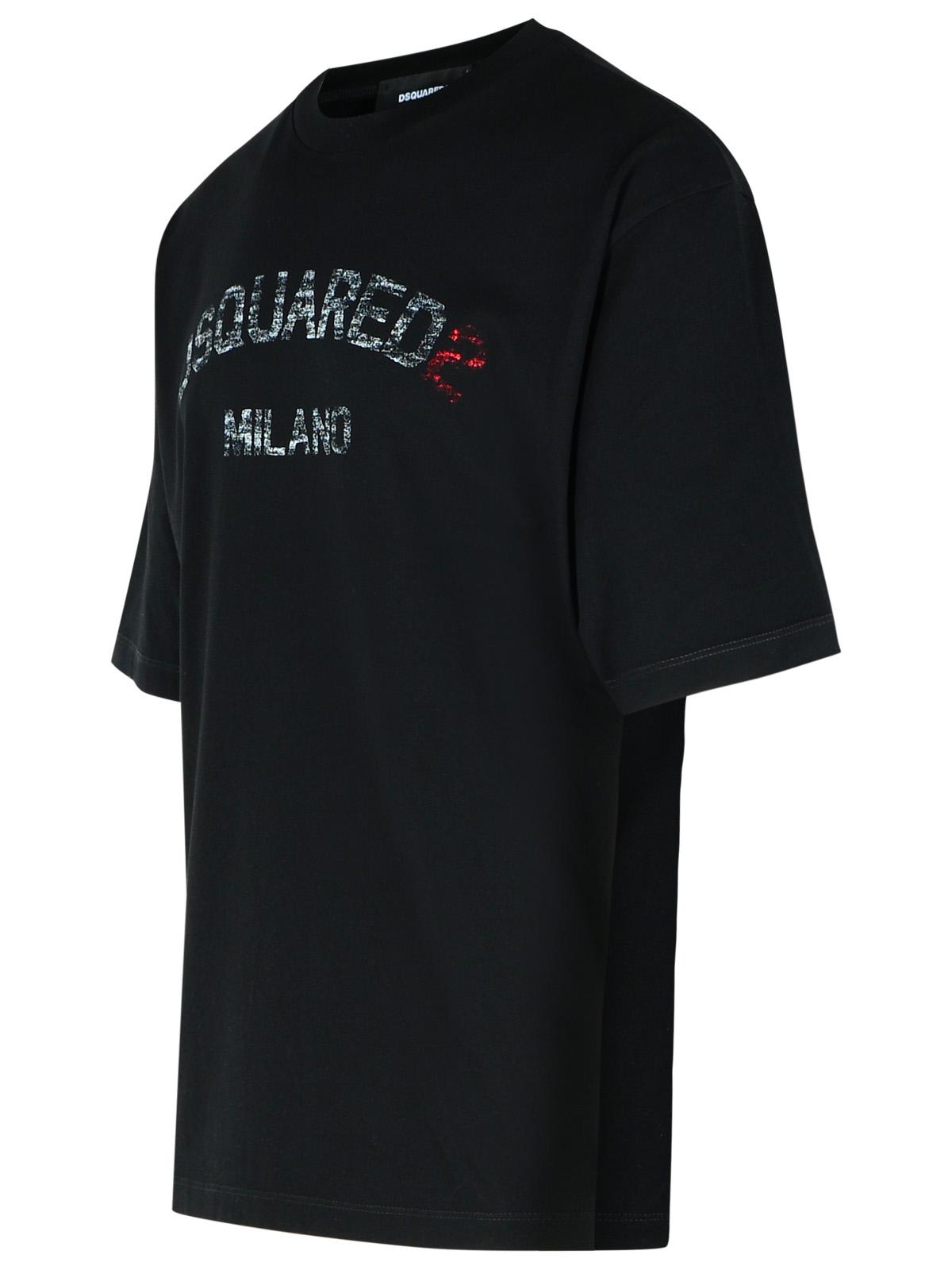 Dsquared2 Black Cotton T-shirt With Print In Black