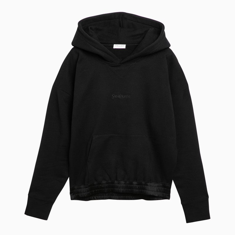 Shop Saint Laurent Black Logoed Sweatshirt Hoodie Men