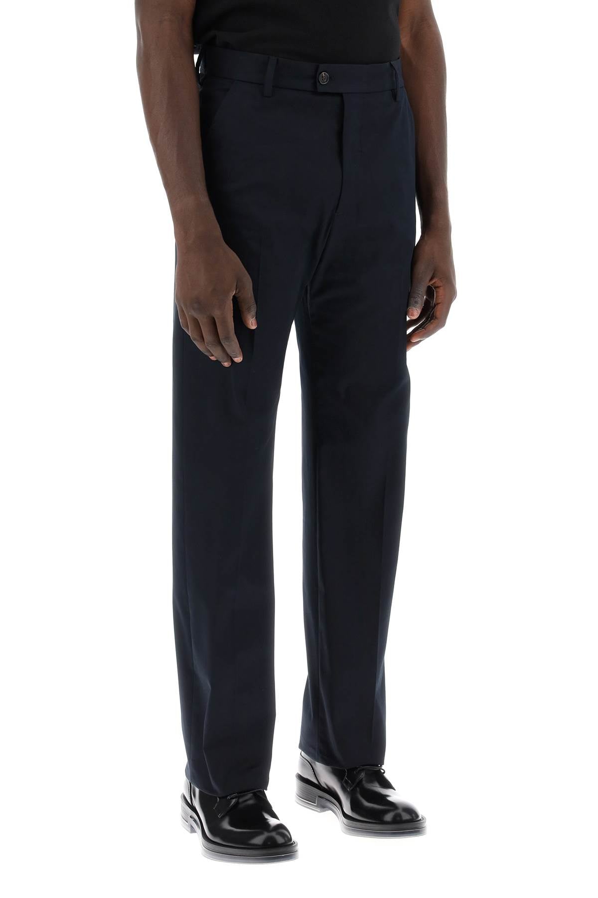 Shop Alexander Mcqueen Chino Pants With Logo Lettering On The Men In Blue