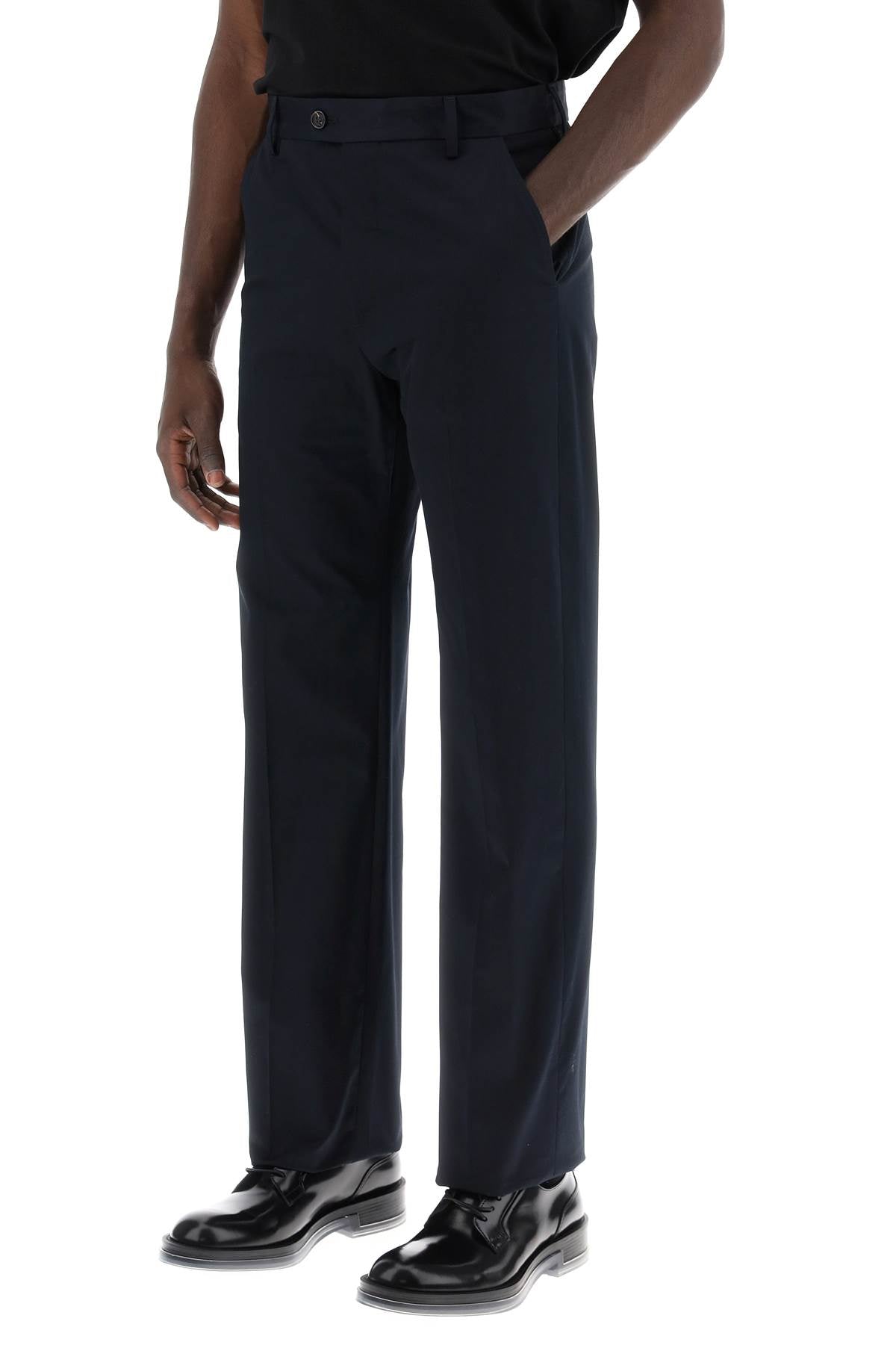 Shop Alexander Mcqueen Chino Pants With Logo Lettering On The Men In Blue