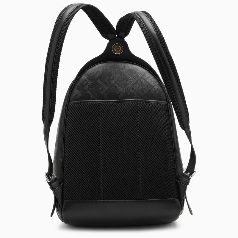 Shop Fendi Shadow Diagonal Black Leather Backpack Men