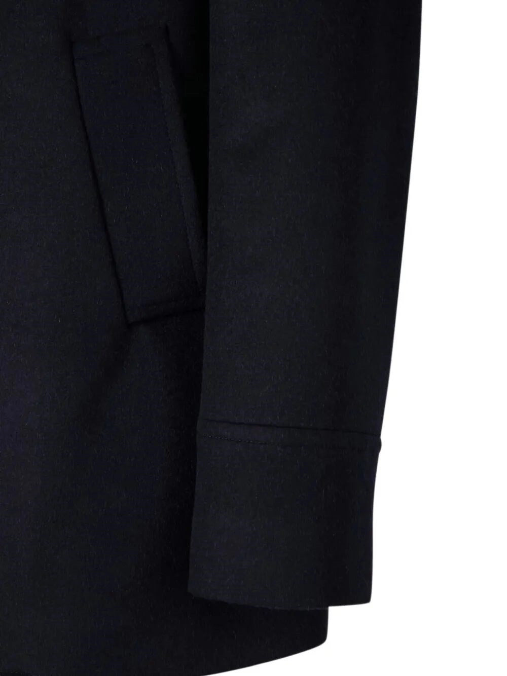 Brunello Cucinelli Navy Blue Double Flannel Caban Blazer In Black