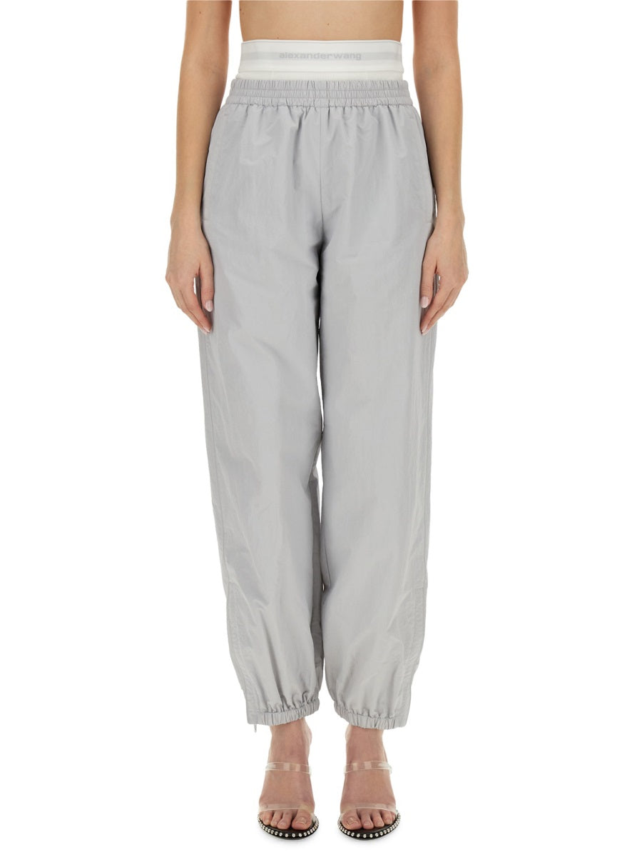 Alexander Wang Women Sports Pants With Integrated Underwear In Gray