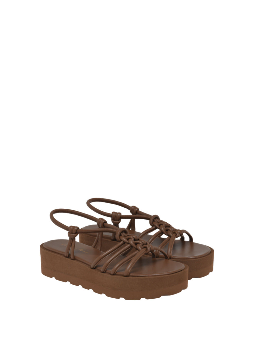Gianvito Rossi Leather Knotted Strappy Sandals Platform Sole