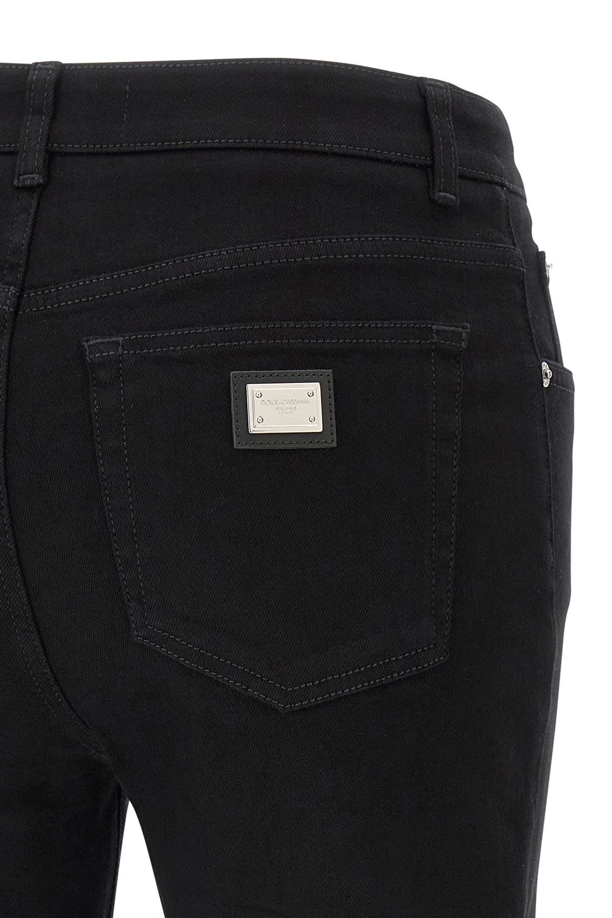 Dolce & Gabbana Slim Fit Stretch Cotton Denim Trousers In Black