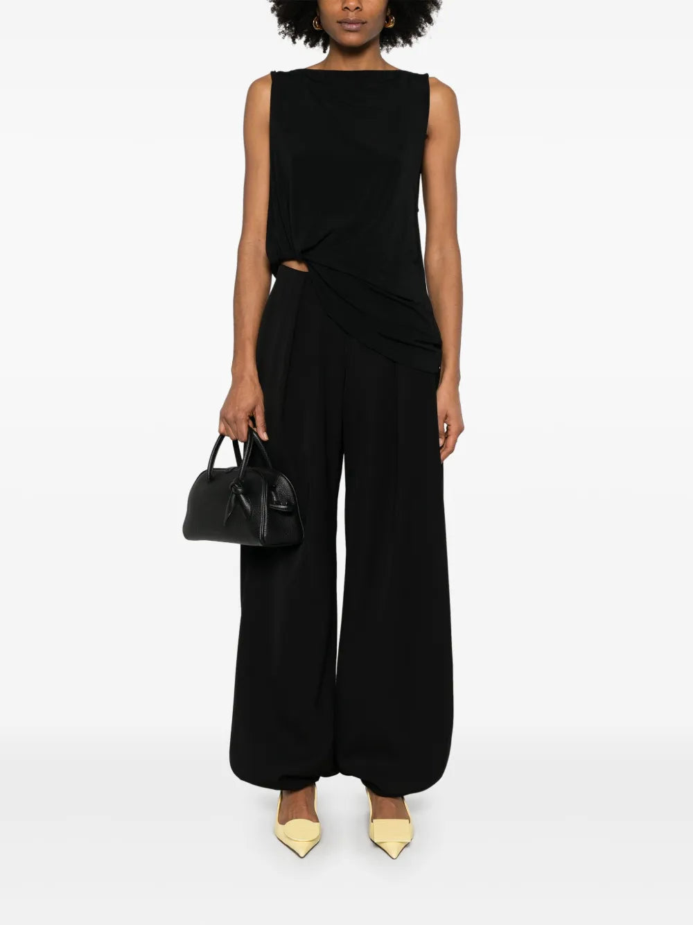 Jacquemus Le Haut Peplo Black Top With Square Neck And Cut-out On The Side In Viscose Blend Woman