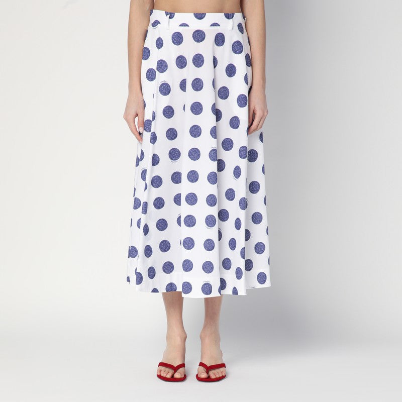 Moschino Biro Polka Dots Poplin Skirt In White
