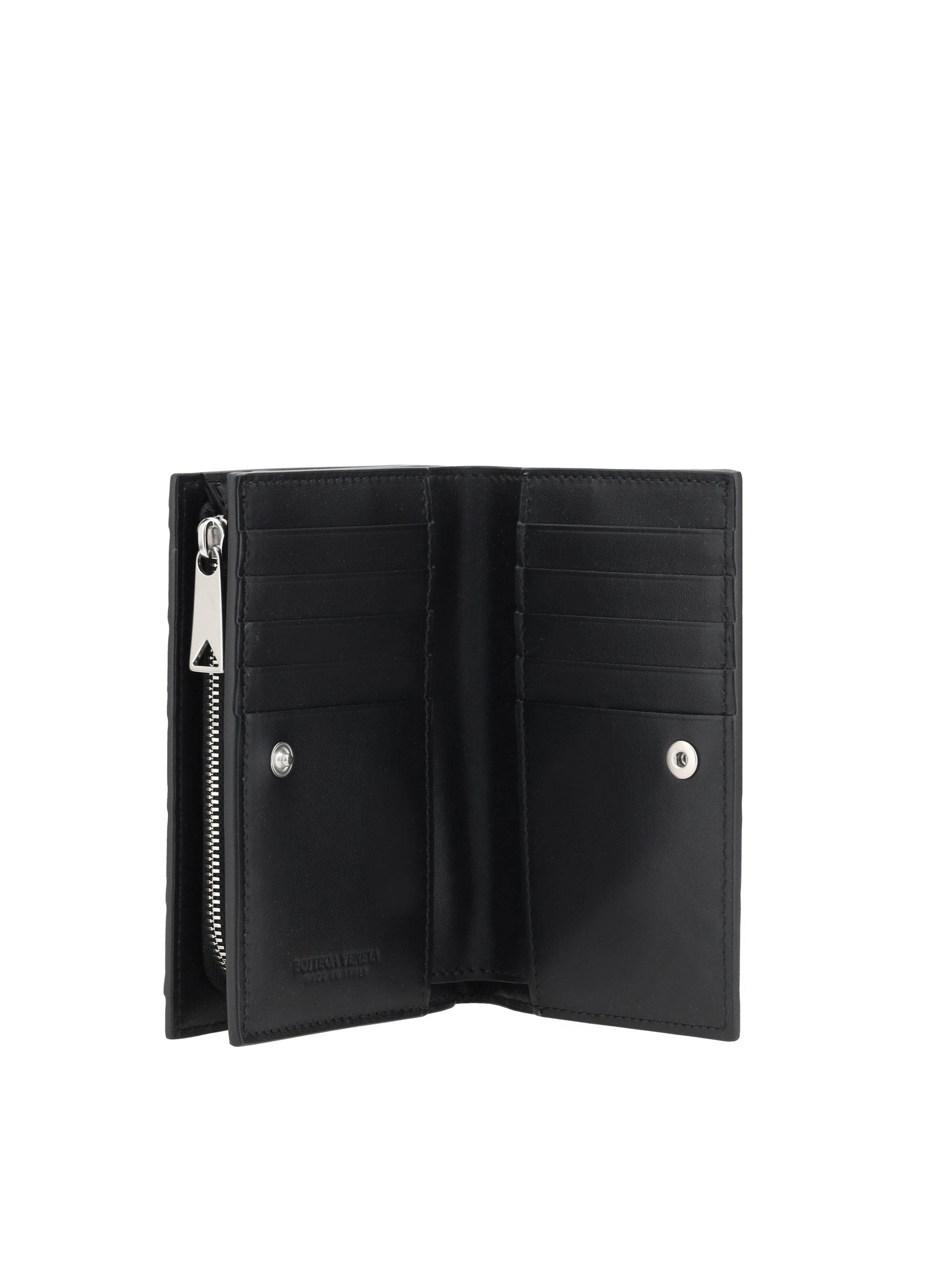 Bottega Veneta Men Leather Card Holder With Intrecciato Motif In Black