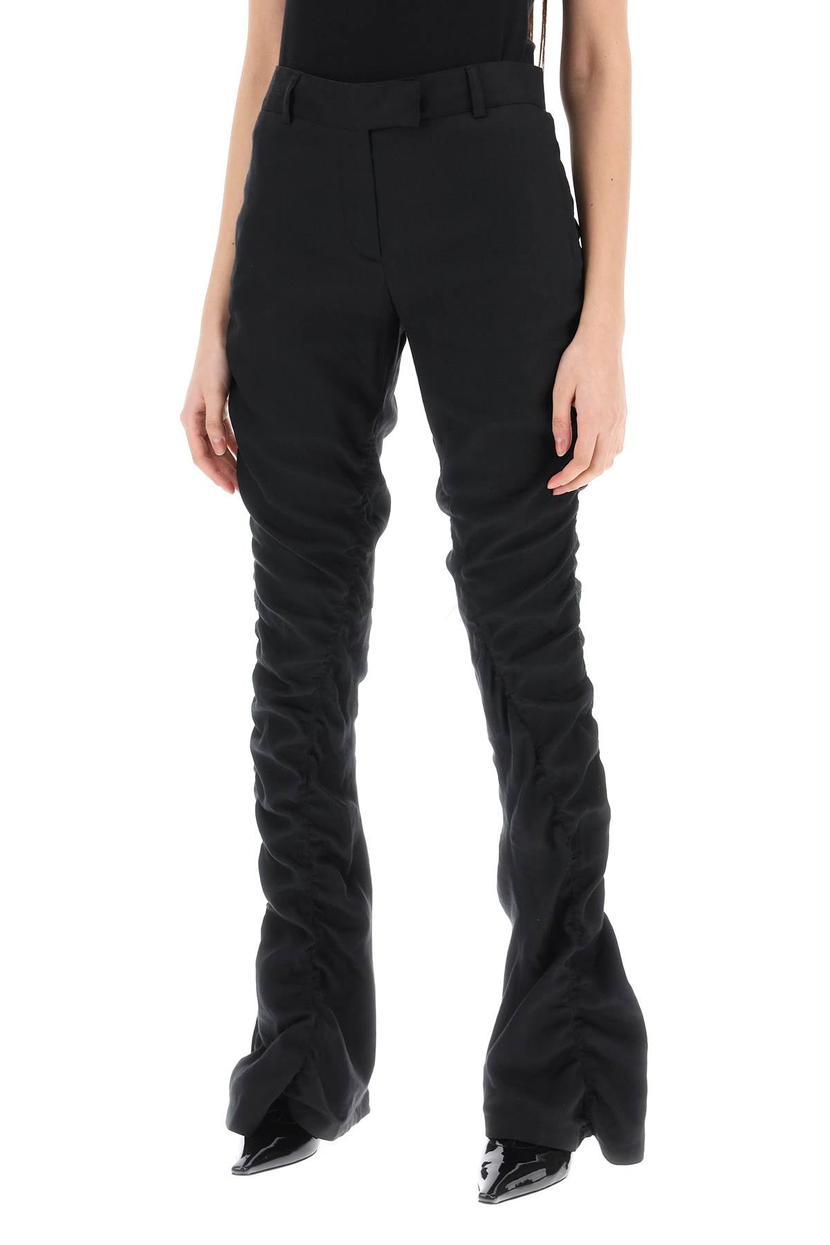 Shop Acne Studios Ruffled Linen Blend Pants Women In Black