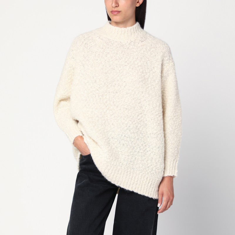 Isabel Marant Relaxed Fit High Neck Sweater With Longer Hem In White