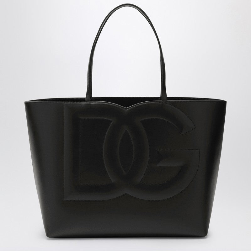 Dolce & Gabbana Dolce&gabbana Dg Logo Black Leather Medium Tote Bag Women