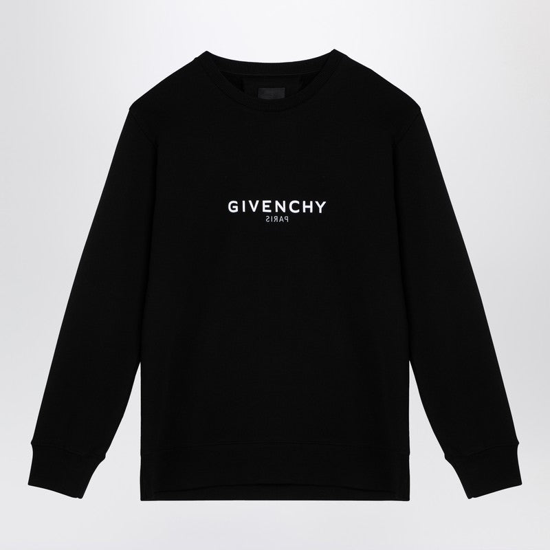 Givenchy Black Reverse Cotton Crewneck Sweatshirt With Logo Men