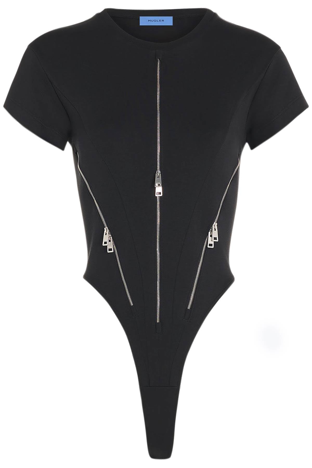 Shop Mugler Zipped Cotton Bodysuit Women In Black