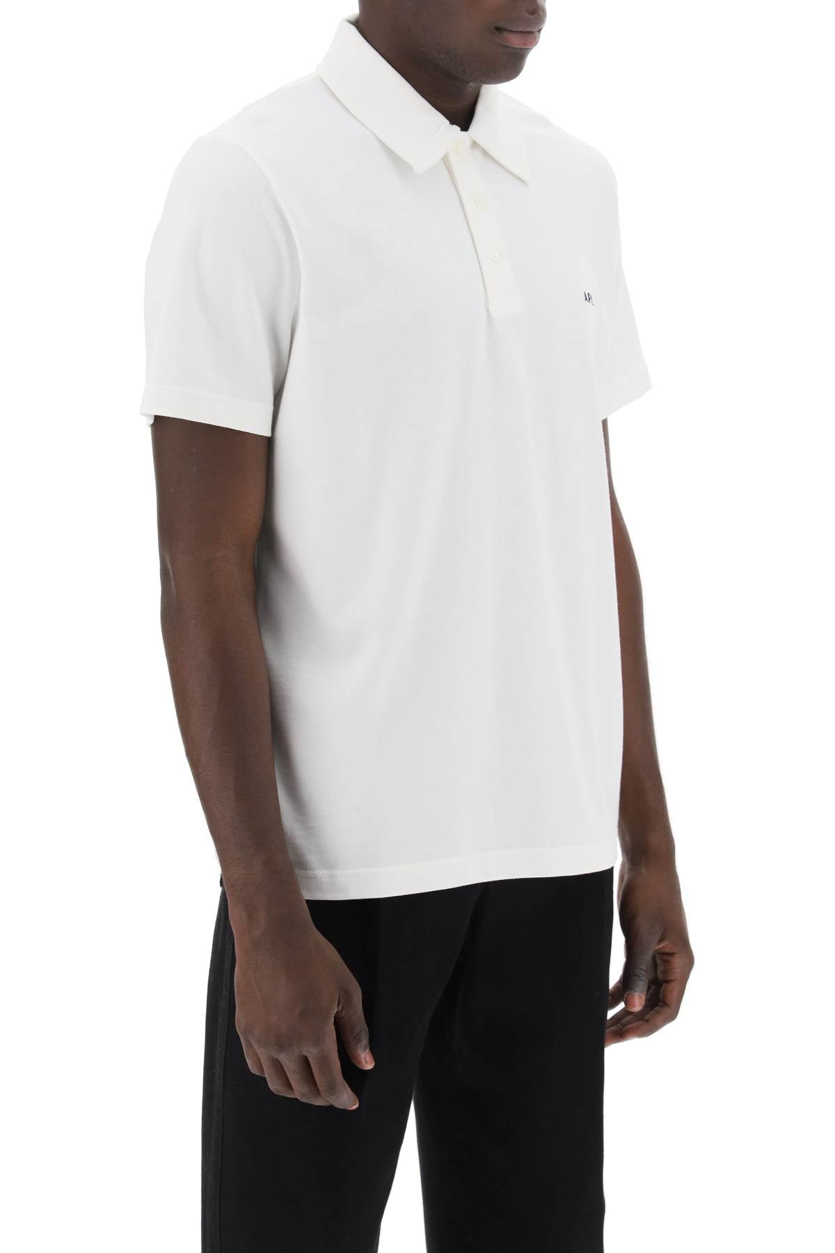 Shop Apc A.p.c. Austin Polo Shirt With Logo Embroidery Men In White