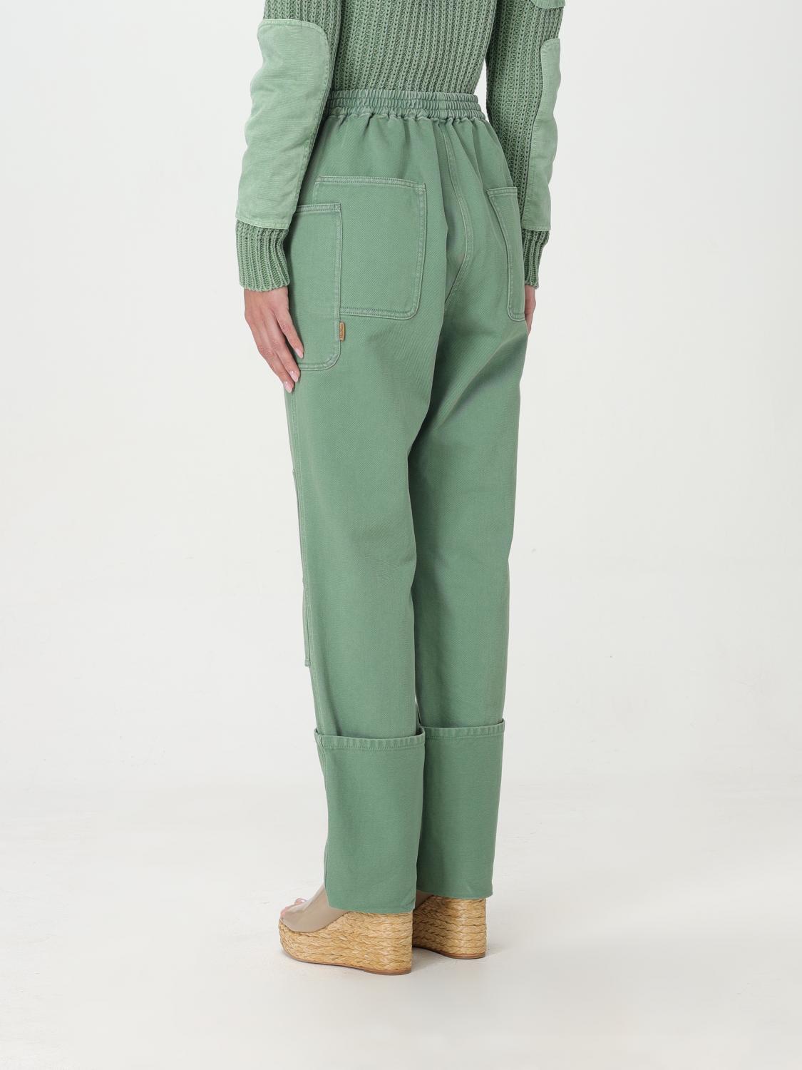 Max Mara Women Cotton Drill Pants In Green